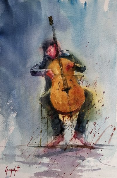 Passionate Cello Player by Giorgio Gosti