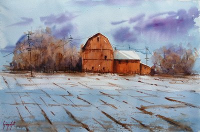 Red Barn In Snow by Giorgio Gosti