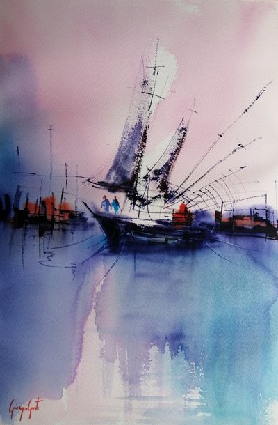 Sailing Boats Sunset by Giorgio Gosti