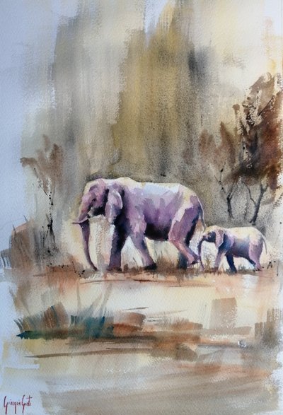 Savanna Elephant Family by Giorgio Gosti