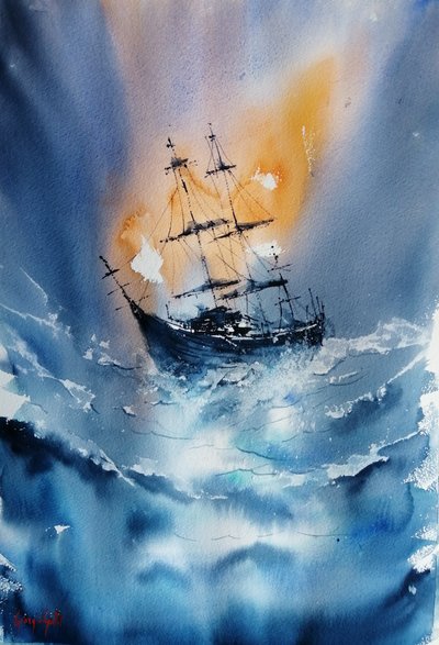Stormy Ocean Ship by Giorgio Gosti