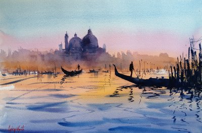 Venice Sunset Gondolas by Giorgio Gosti