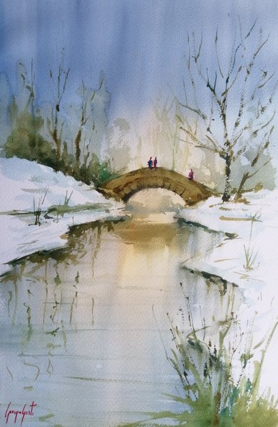 Winter Bridge Reflection by Giorgio Gosti