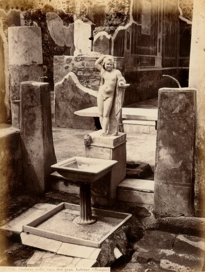 Fountain Composed of a Sculpture of a Young Boy Nude in the House of Balcone Pensile, Pompeii by Giorgio Sommer