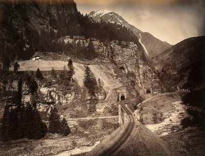 A Stretch of the San Gottardo Railroad at Faido by Giorgio Sommer