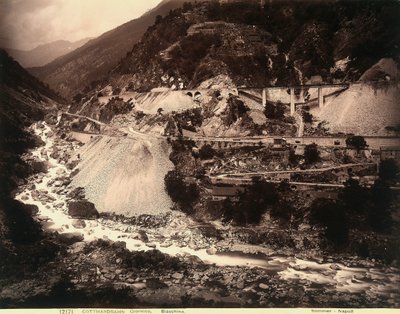 A Stretch of the San Gottardo Railroad Between Giornico and Biasca by Giorgio Sommer