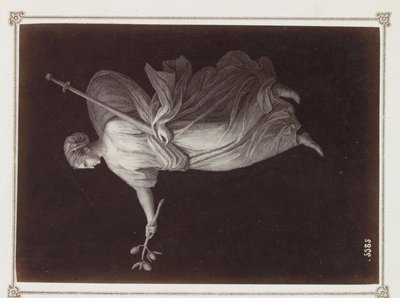Photographic reproduction of a print, probably depicting a female figure holding a branch and a sword by Giorgio Sommer