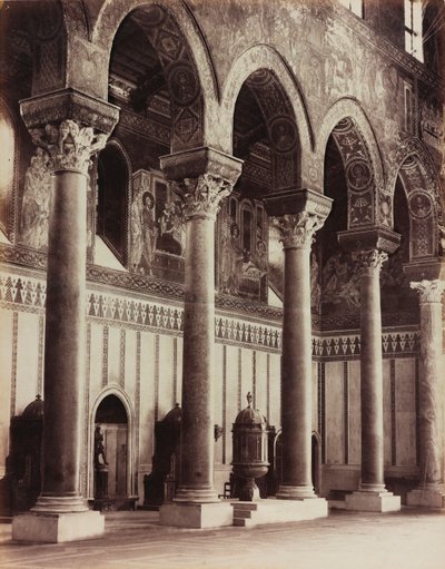 Inner View of the Cathedral of Monreale, View of the Aisle by Giorgio Sommer