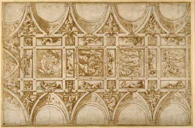 Design for the refectory ceiling of the Jesuit College at Cortona by Giorgio Vasari
