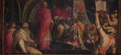 Pope Clement IV hands his insignia to the captains of the Guelph Party by Giorgio Vasari
