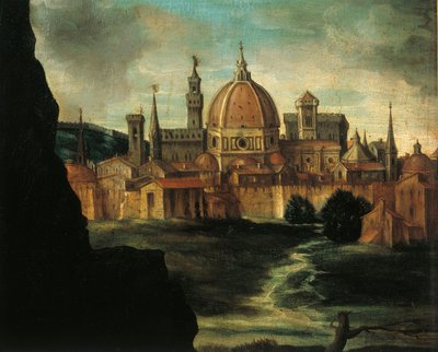 Portrait of Duke Alexander De Medici, Detail: city of Florence by Giorgio Vasari