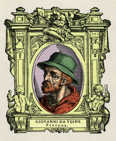 Portrait of Giovanni da Udine (Giovanni Nanni) (1487-1564). Italian painter and architect. Engraving of the treatise "Lives of the most excellent painters, sculptors and architects" (Le Vite de