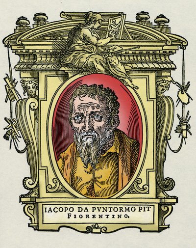 Portrait of Jacopo (Iacopo) Carrucci said il Pontormo (Pontormo) (1494-1556) Italian painter. Engraving of the treat Lives of the most excellent painters, sculptors and architects (Le Vite de