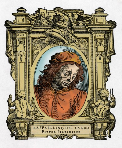 Portrait of Raffaellino del Garbo, engraving from Lives of the Most Excellent Painters, Sculptors and Architects by Giorgio Vasari by Giorgio Vasari