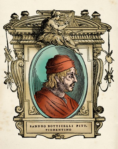 Portrait of the painter Sandro Botticelli (1445-1510) (Alessandro di Mariano di Vanni Filipepi) Engraving from 