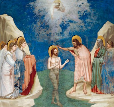 Baptism of Christ, (detail) from Life and Passion of Christ, by Giotto by Giotto (c.1266 1337)