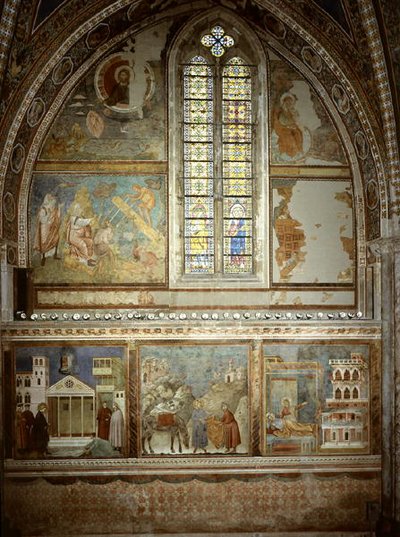 Scenes from the Life of St. Francis: The Simple Man Honours St. Francis; St. Francis Gives his Coat to the Poor Knight; St Francis Sees in the Dream a Palace full of Arms by Giotto (c.1266 1337)