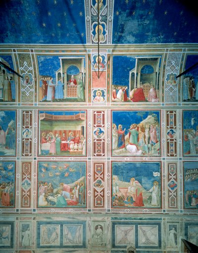 View of the Frescoes on the Left Wall (post-restoration) by Giotto (c.1266 1337)