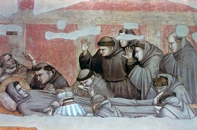 Death of St Francis and Inspection of Stigmata, c1320 by Giotto di Bondone