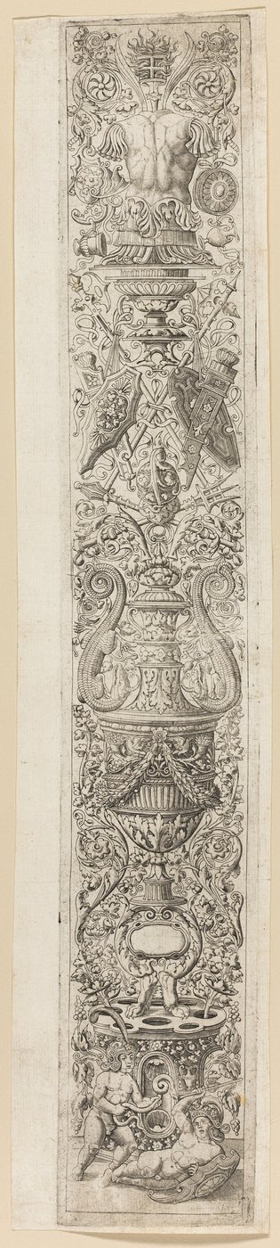 Two Children Wearing Helmets, Plate Three of Twelve Ornament Panels by Giovan Pietro Birago