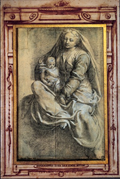 Virgin and Child Lavis by Giovanni Antonio Dosi (1533-1610) by Giovanantonio Dosio