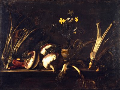 Still Life with Vegetables by Giovanni Battista Ruoppolo or Ruopolo