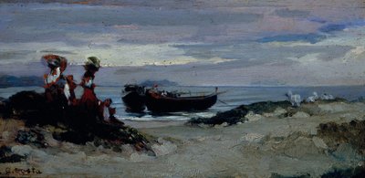 Women Embarking Wood on the Beach of Anzio, c.1852 by Giovanni (1826 1903) Costa