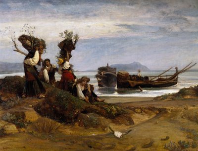 Women Loading Wood in the Port of Anzio by Giovanni Costa