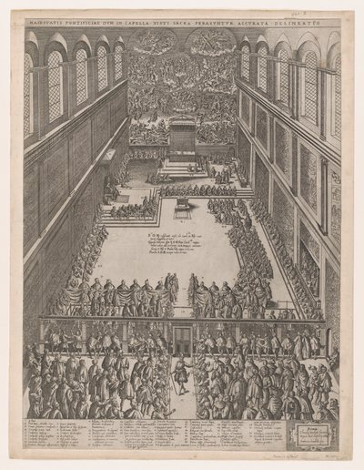 A Papal Gathering in the Sistine Chapel by Giovanni Ambrogio Brambilla