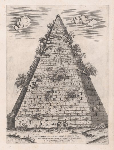 Speculum Romanae Magnificentiae: Pyramid of Caius Cestius, 1582 by Giovanni Ambrogio Brambilla