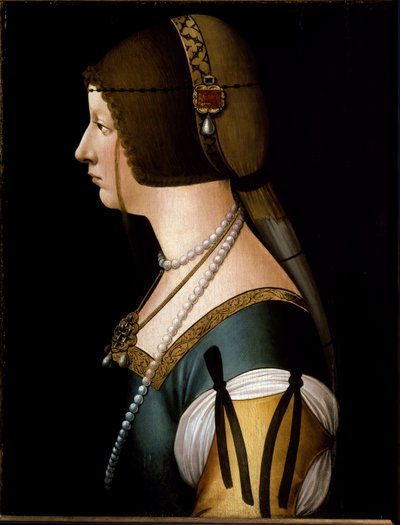 Portrait of the Empress Bianca Maria Sforza by Giovanni Ambrogio de (circle of) Predis