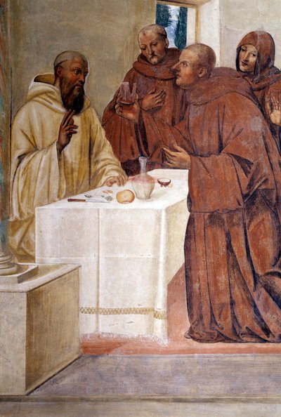 Benedict Breaks a Glass of Poisoned Wine by Making the Sign of the Cross (Detail) by Giovanni Antonio Bazzi Sodoma