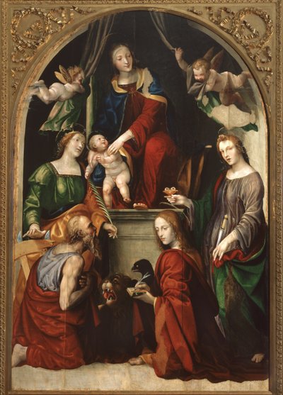 Madonna and Child and Angels among Saints Jerome, Catherine of Alexandria, Lucy and John the Evangelist by Giovanni Antonio Bazzi Sodoma