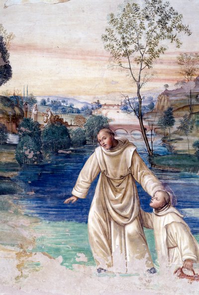 Maur walks on water to rescue St. Placid (detail) by Giovanni Antonio Bazzi Sodoma
