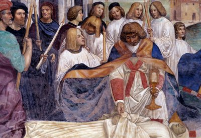 Saint Benedict Carries the Body of Christ on the Body of the Monk that the Earth Refuses to Bury (detail) by Giovanni Antonio Bazzi Sodoma