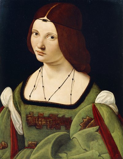Portrait of a Lady, said to be Clarice Pusterla, half-length, in a Green Dress by Giovanni Antonio Boltraffio