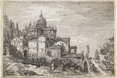 Landscape with a Church, Houses and a Mill by Giovanni Antonio Canal