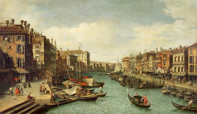 The Grand Canal near the Rialto Bridge, Venice by Giovanni Antonio Canal
