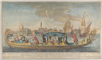 The Highly Ornamented First Gondola of Ambassador Giovanni Battista Colloreado Entering by Giovanni Antonio Faldoni