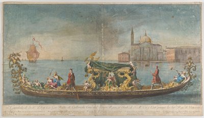 The Highly Ornamented Second Gondola of Ambassador Giovanni Battista Colloreado Entering by Giovanni Antonio Faldoni