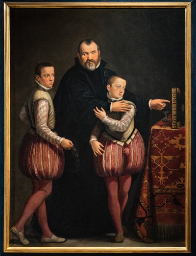 Portrait of Giuseppe Gualdo with his children Paolo and Emilio by Giovanni Antonio Fasolo