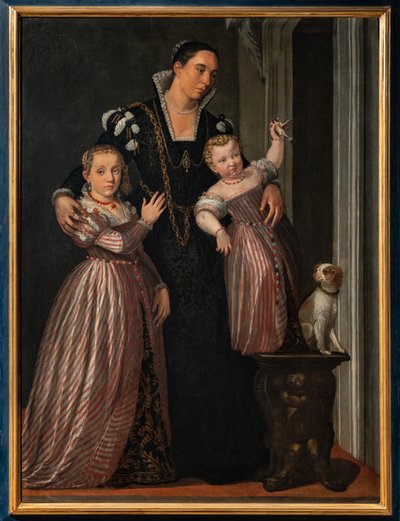 Portrait of Paola Bonanome Gualdo with Her Daughters Laura and Virginia by Giovanni Antonio Fasolo