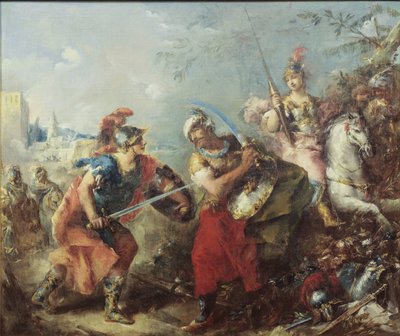 The Fight between Tancred and Argante with Clorinda in the Background by Giovanni Antonio Guardi