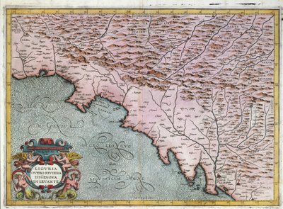 Map of Eastern Liguria Region, by Giovanni Antonio Magini, Bologna, Copper Engraving by Giovanni Antonio Magini