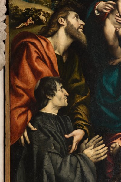 Altar of Saint Catherine, Madonna and Child between Saints Philip and James and the Donor Giacomo Schizzi, Il Pordenone 1522 (detail) by Giovanni Antonio Pordenone