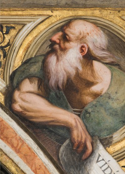 Central Nave, Plume Third Span South, Il Pordenone 1520, Bust with Prophet (Detail) by Giovanni Antonio Pordenone