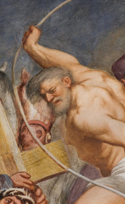 Central Nave, Second South Span, Jesus Falls Under the Cross, Il Pordenone by Giovanni Antonio Pordenone