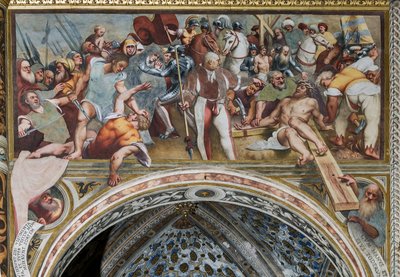 Jesus being nailed to the Cross by Giovanni Antonio Pordenone