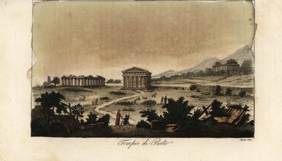 View of the ancient Greek temples of Hera at Paestum, Italy by Giovanni Antonio Sasso