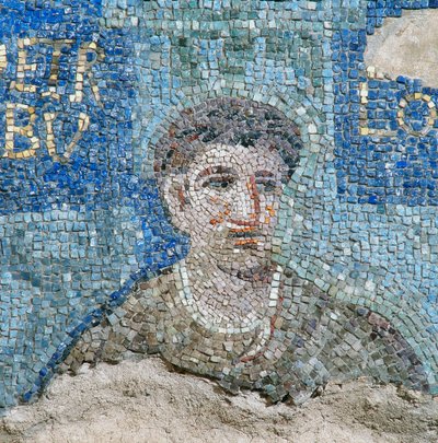 An Apostle, Detail of the Mosaic of the Twelve Tribes of Israel and the Twelve Apostles, by the Lombard School, Housed in the Chapel of San Aquilino, in the Basilica of San Lorenzo Maggiore in Milan (detail) by Phillipe de Marlier